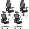 4PACK Ergonomická kancelárska stolička OAMA PLUS, čierna, pre vysoké postavy (4 ks)