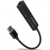 Axagon HMA-GL3A, USB 3.2 Gen 1 hub, porty 3x USB-A + Gigabit Ethernet, kovový, kábel USB-A 20cm HMA-GL3A