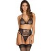 3-dielna súprava Obsessive Uniquella L/XL Čierna