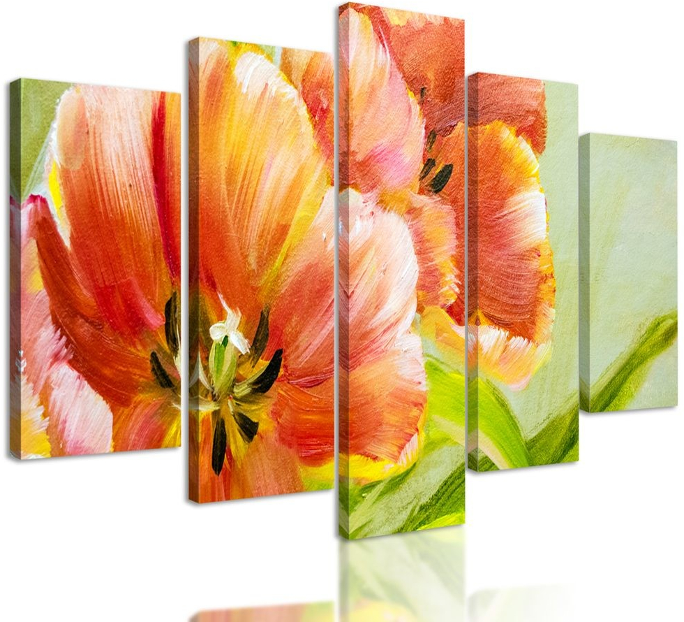 5-dielny obraz maľované tulipány od 68 € - Heureka.sk