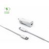 Nabíjačka do auta FIXED s výstupom USB-C a káblom USB-C/USB-C, podpora PD, 1 meter, 18 W, biela