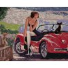 Maľovanie podľa čísel Dáma sediaca na starom kabriolete, 80x100 cm, vypnuté plátno na rám (6043333)