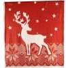 Tiseco Home Studio Červená deka s vianočným motívom s baránkom 130x150