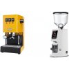 Gaggia New Classic EVO, yellow + Eureka Atom W 75, white