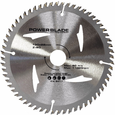 Mar-Pol pílový kotúč 160 mm x 22 mm x 60 zubová Power Blade M09056