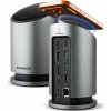 AXAGON HMC-WL9, USB 10Gbps hub s Qi, 3x USB-A, USB-C, HDMI & DP 4k/60Hz, RJ-45 GLAN, PD 100W, kabel USB-C 60cm
