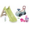 Set šmykľavka s vodnou hrou a vedro set Minnie XS Slide Green Life Smoby dĺžka šmyku 90 cm a odrážadlo s chodítkom s klaksónom