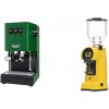 Gaggia New Classic E24 BC, green + Eureka Helios 75, yellow