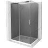 Mexen Omega, sprchový kút s posuvnými dverami 120 (dvere) x 90 (stena) cm, 8mm šedé sklo, chrómový profil + slim sprchová vanička biela + chrómový sifón, 825-120-090-01-40-4010