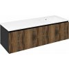 Sapho LOREA skrinka s umývadlom 141x46x51,5cm (70+70cm), pravá, dub collingwood/čierna matná LE070-1935-R-06