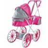 LEAN Toys 17736 Kovový kočík na bábiky s taškou, veľké kolesá, ružový