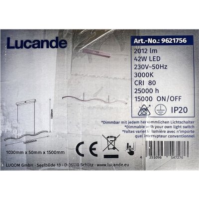 Lucande Lucande - LED Stmievateľný luster na lanku BRAMA LED/42W/230V LW0682 + záruka 3 roky zadarmo