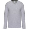 Kariban Tričko K358 s výstřihem do V, dlouhý rukáv, pánské COT20K35839814-oxford grey 4XL Šedá oxford