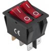 Dvojitý kolískový prepínač 6-pin, 230V, červený, podsvietený PRK0049