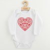 Detské body s potlačou New Baby Ľudový vzor červené srdiečko - 56 (0-3m)