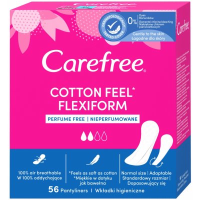 Kenvue Slipové vložky Intímky Carefree Cotton Flexiform 56 ks