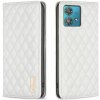 Peňaženkové kožené puzdro Diamond Lattice na Motorola Edge 40 Neo - Biela