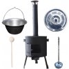 Perfect Home kotlík na guláš nerez 1,5 mm 20 l, pokrievka nerez 46 cm INOX, Perfect Home žiaruvzdorná kotlina 42 cm PLUS 600, vareška 50 cm SMREK, naberačka antikor INOX