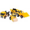Drevené stavebné stroje Construction Vehicles BRIO nákladné auto s nakladačom a valcom