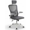 Ergonomická kancelárska stolička, sivá/biela, sieťovina
