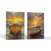 Imitácia maľby Loďka pri západe slnka |Zvýhodnená sada 2 obrazov Rozmery obdĺžnik: 30x45