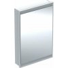 Geberit ONE Zrkadlová skrinka s LED osvetlením, 60x90x15 cm, pánty vpravo, vstavaná, hliník 505.801.00.1