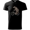 Medveď na bicykli - Klasické pánske tričko vyššej gramáže - 3XL ( Čierna )