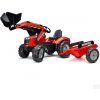 FALK Šľapací traktor Bager Massey Ferguson S8740 s vlečkou, červený