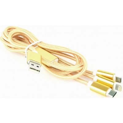 Gembird CC-USB2-AM31-1M-G USB charging combo 3-in-1, 1m, zlatý (CC-USB2-AM31-1M-G)