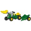 Rolly Toys RollyKid Traktor John Deere s lyžicou a prívesom - zelený