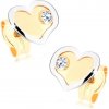 Šperky eshop - Zlaté náušnice 9K srdcia s čírym zirkónom S1GG79.10