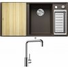 Blanco AXIA III 6 S kávová s excentrom + drevená krájacia doska 523471 + Blanco MILI chróm 519413