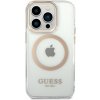 Guess Transparent MagSafe Kompatibilní Zadní Kryt pro iPhone 14 Pro Max Gold GUHMP14XHTRMD (GUHMP14XHTRMD)