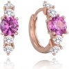 MINET Rose gold strieborné náušnice krúžky s ružovými