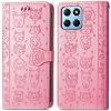 Peňaženkové kožené puzdro Cat and Dog na Honor X8 5G/X6 - Ružová