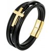 Amparo Miranda® Kožený náramok Gold Cross S150 čierny