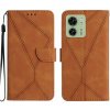 Peňaženkové kožené puzdro Stitching Embossed na Motorola Edge 40 - Hnedá