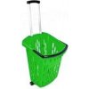 Nákupný košík na kolieskach, objem 38 litrov, zelený plast