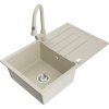 Mexen Bruno, 1-komorový granitový drez 795x495x200 mm a drezová batéria Elia, béžová, 6513-69-670101-69