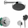 Hansgrohe Sprchový set s termostatom pod omietku, s telesom, priemer 25 cm, 3 prúdy, chróm SANI21HHH006-HG