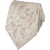 Světle hnědá pánská svatební kravata s květinovým vzorem a kapesníčkem