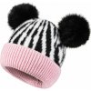 Fashionweek Dámska zimná čiapka s brmbolcom flísová podšívka ZEBRA-GAGA Farba: Ružový