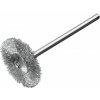 Lessmann 410222 | Miniatúrna rotačná kefa so stopkou priemer 3 mm 19x2x5 mm, 0,10 vysokopevný oceľový drôt, hladký