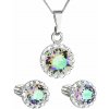 Evolution Group sada šperkov s krištálmi Swarovski náušnice,retiazka a prívesok zelené fialové okrúhle 39352.5 paradise shine
