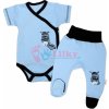 Baby Nellys 2-dielna sada body kr. rukáv + polodupačky modrá Zebra