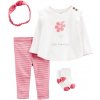 CARTER'S Set 4dielny tričko dl. rukáv, legíny, ponožky, čelenka Flower dievča LBB 12m, veľ. 80