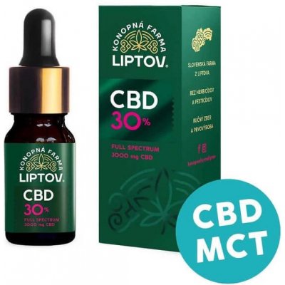 Konopná farma Liptov Konopný olej CBD s MCT 30% full spectrum 10 ml