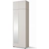 ArtPK Šatníková skriňa BIANCO so zrkadlom a nadstavcom | cashmere