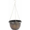 STREND PRO Garden Kvetináč Strend Pro, visiaci, závesný, zlatý, 24,5x15 cm, s retiazkou a vešiakom