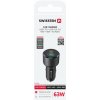 Adaptér do auta Swissten s funkciou rýchleho nabíjania USB-A USB-C PD 63W čierny